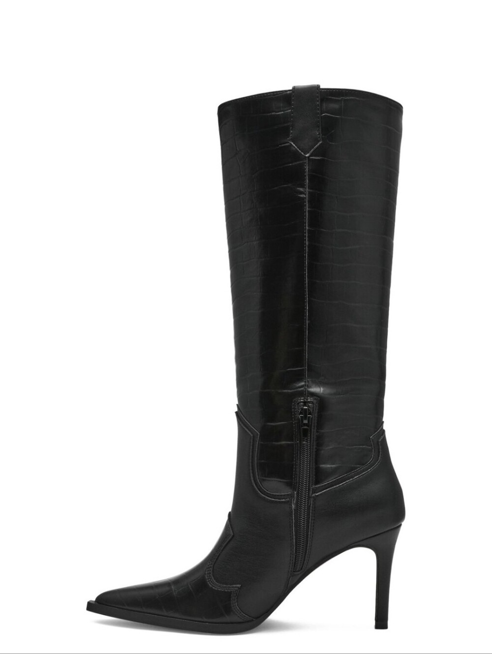 Steven By Steve Madden Lanza Boot Black Croc Size 6.5 NWT
